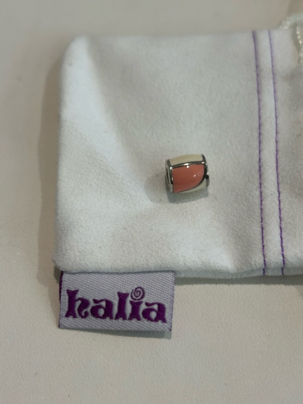 Halia “Pink Clean Sheets” Charm - Pink and White Enamel, Sterling Silver